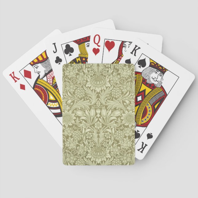 William Morris Sunflower Green Flower  Playing Cards (Back)