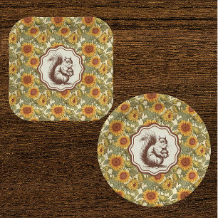 William Morris Sunflower Squirrel Paper Plate
