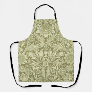 William Morris Sunflower Vintage Olive Damask Apron