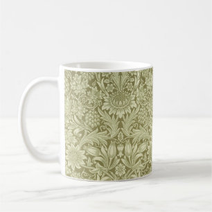 William Morris Sunflower Vintage Olive Damask Coffee Mug