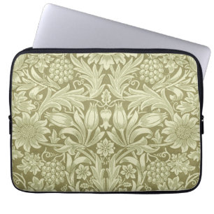 William Morris Sunflower Vintage Olive Damask Laptop Sleeve