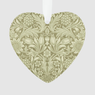 William Morris Sunflower Vintage Olive Damask Ornament