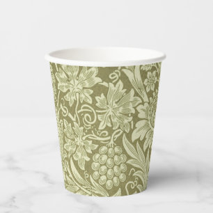 William Morris Sunflower Vintage Olive Damask Paper Cups