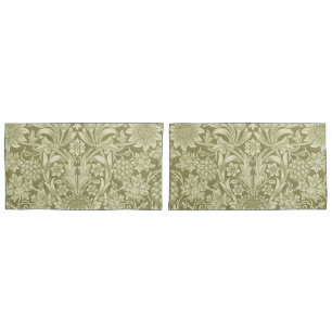 William Morris Sunflower Vintage Olive Damask Pillowcase