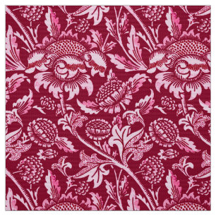 William Morris Sunflowers, Burgundy and Pink Fabric