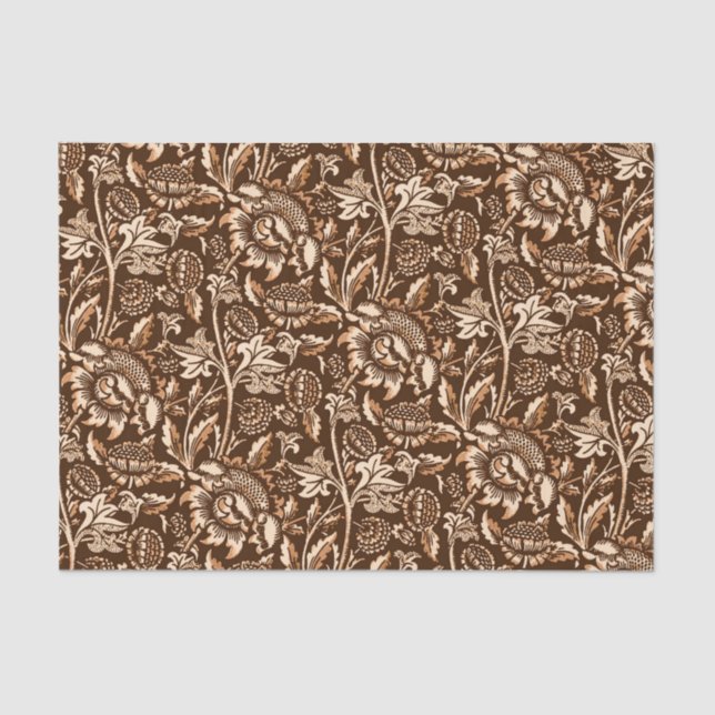 William Morris Sunflowers, Chocolate Brown & Beige Tissue Paper (Front)