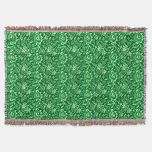 William Morris Sunflowers, Emerald Green Throw Blanket