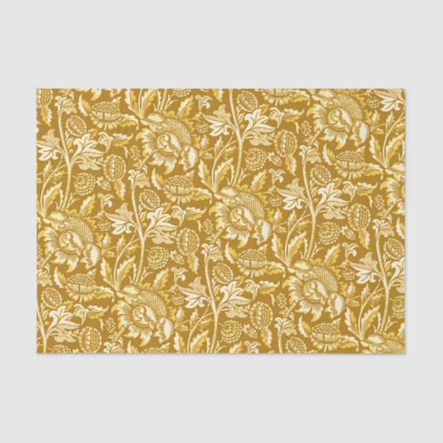 William Morris Sunflowers, Mustard Yellow / Gold Tissue Paper (Front)
