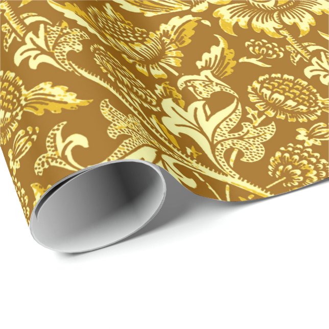 William Morris Sunflowers, Mustard Yellow Wrapping Paper (Roll Corner)