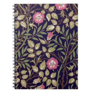 William Morris Sweet Briar Floral Art Nouveau Spiral Notebook