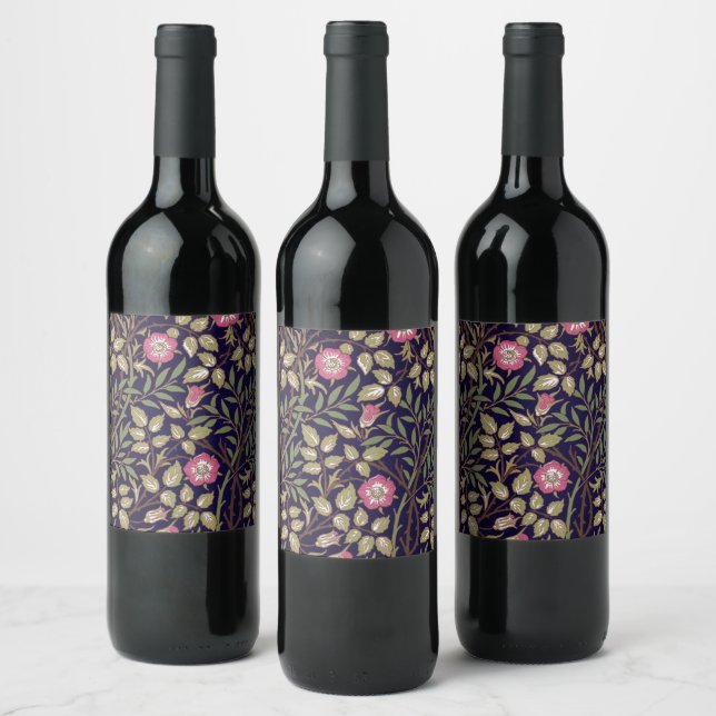 William Morris Sweet Briar Floral Art Nouveau Wine Label (Bottles)