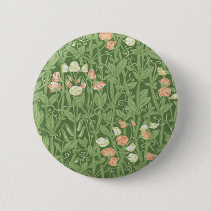 William Morris Sweet Pea Floral Design 6 Cm Round Badge