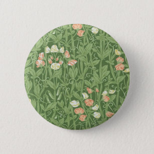 William Morris Sweet Pea Floral Design 6 Cm Round Badge