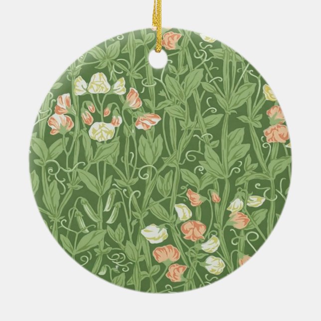 William Morris Sweet Pea Floral Design Ceramic Tree Decoration (Back)