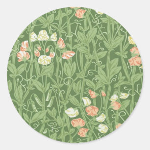 William Morris Sweet Pea Floral Design Classic Round Sticker