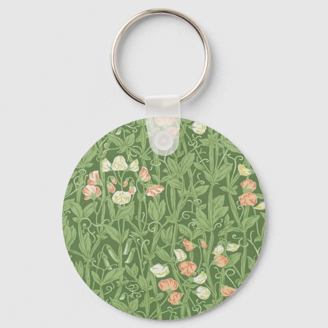 William Morris Sweet Pea Floral Design Key Ring (Front)