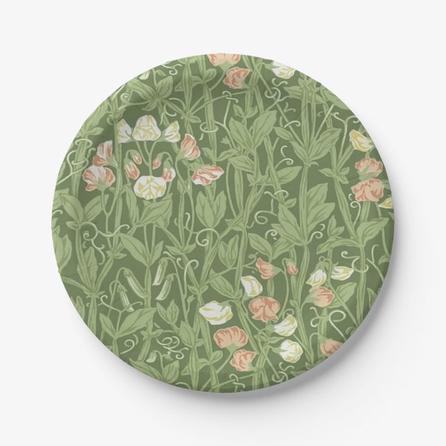 William Morris Sweet Pea Floral Design Paper Plate (Front)