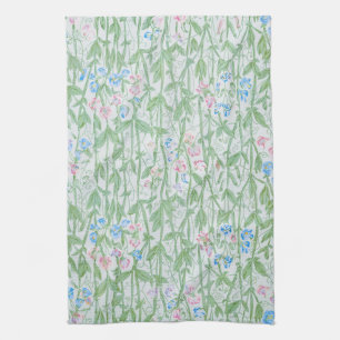 William Morris Sweet Pea Pastel Floral Art Tea Towel