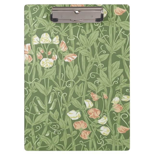 William Morris Sweet Pea Pattern Vintage Botanical Clipboard (Front)