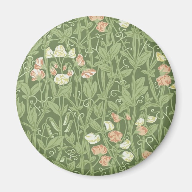 William Morris Sweet Pea Pattern Vintage Botanical Magnet (Front)