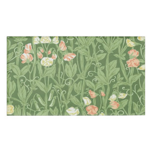William Morris Sweet Pea Pattern Vintage Botanical Name Tag