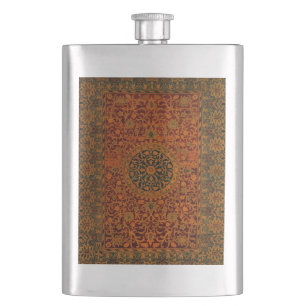 William Morris Tapestry Carpet Rug Hip Flask
