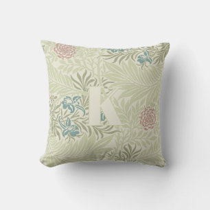 William Morris Teal Blue & Pink Larkspur Pattern Cushion