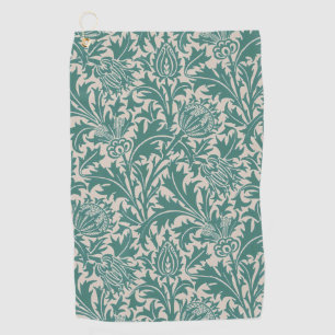 William Morris Teal Blue Thistle Vintage Wallpaper Golf Towel