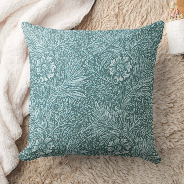 William Morris,teal floral pattern,redesigned,chic Cushion (Blanket)