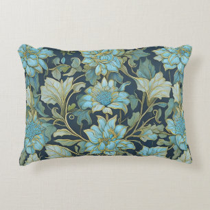 William Morris Teal Flowers Decorative Cushion