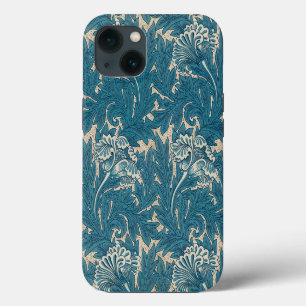 William Morris Teal Tulip Pattern iPhone 13 Case