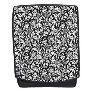 William Morris Thistle Damask, Black and White Backpack