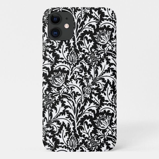 William Morris Thistle Damask, Black and White   Case-Mate iPhone Case (Back)