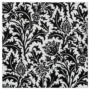 William Morris Thistle Damask, Black on White   Fabric