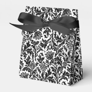 William Morris Thistle Damask, Black on White Favour Box