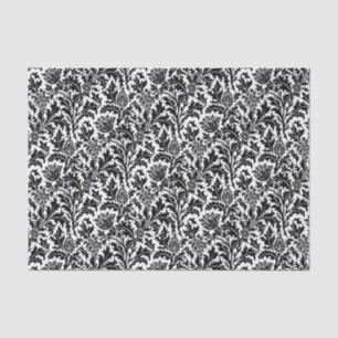 William Morris Thistle Damask, Black on White   Tissue Paper
