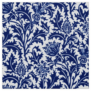 William Morris Thistle Damask, Cobalt Blue & White Fabric