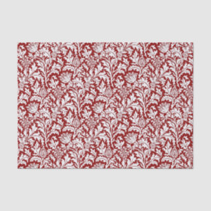 William Morris Thistle Damask, Dark Red & White Tissue Paper