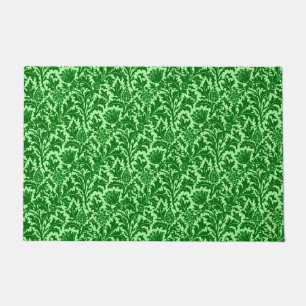 William Morris Thistle Damask, Emerald Green Doormat