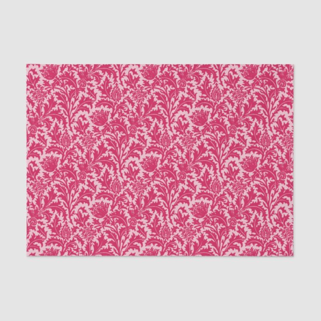 William Morris Thistle Damask, Fuchsia Pink Tissue Paper (Front)