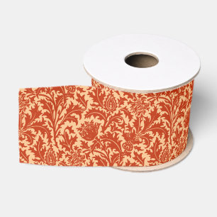 William Morris Thistle Damask, Mandarin Orange Grosgrain Ribbon