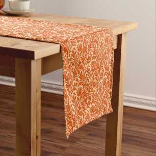 William Morris Thistle Damask, Mandarin Orange  Short Table Runner