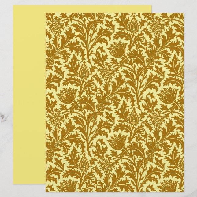 William Morris Thistle Damask, Mustard Gold  (Front/Back)
