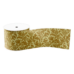 William Morris Thistle Damask, Mustard Gold Grosgrain Ribbon