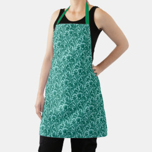 William Morris Thistle Damask, Turquoise and Aqua  Apron