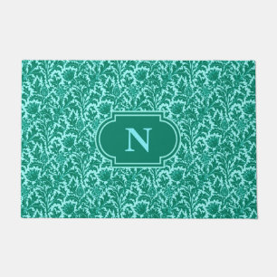 William Morris Thistle Damask, Turquoise and Aqua  Doormat