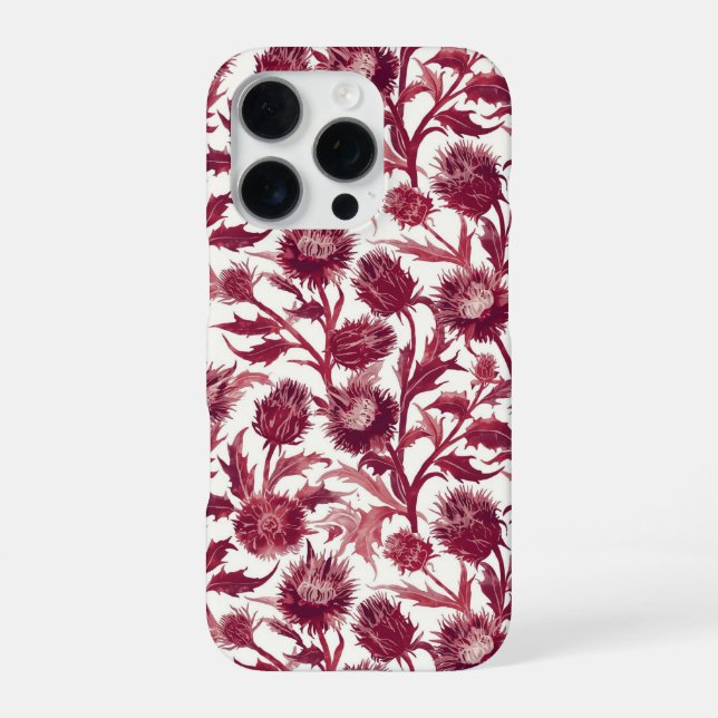 William Morris Thistle flower deep burgundy  iPhone Case (Back)