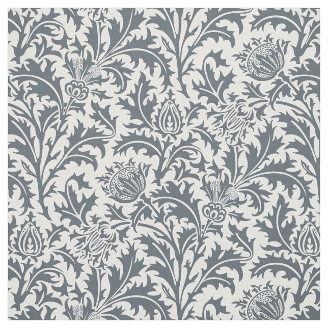 William Morris Thistle Pattern Slate Custom Colour Fabric (Swatch)