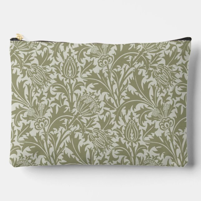 William Morris Thistle Sage Green Pattern Accessory Pouch (Front)