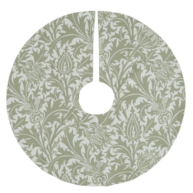 William Morris Thistle Sage Green Pattern Brushed Polyester Tree Skirt (Front)